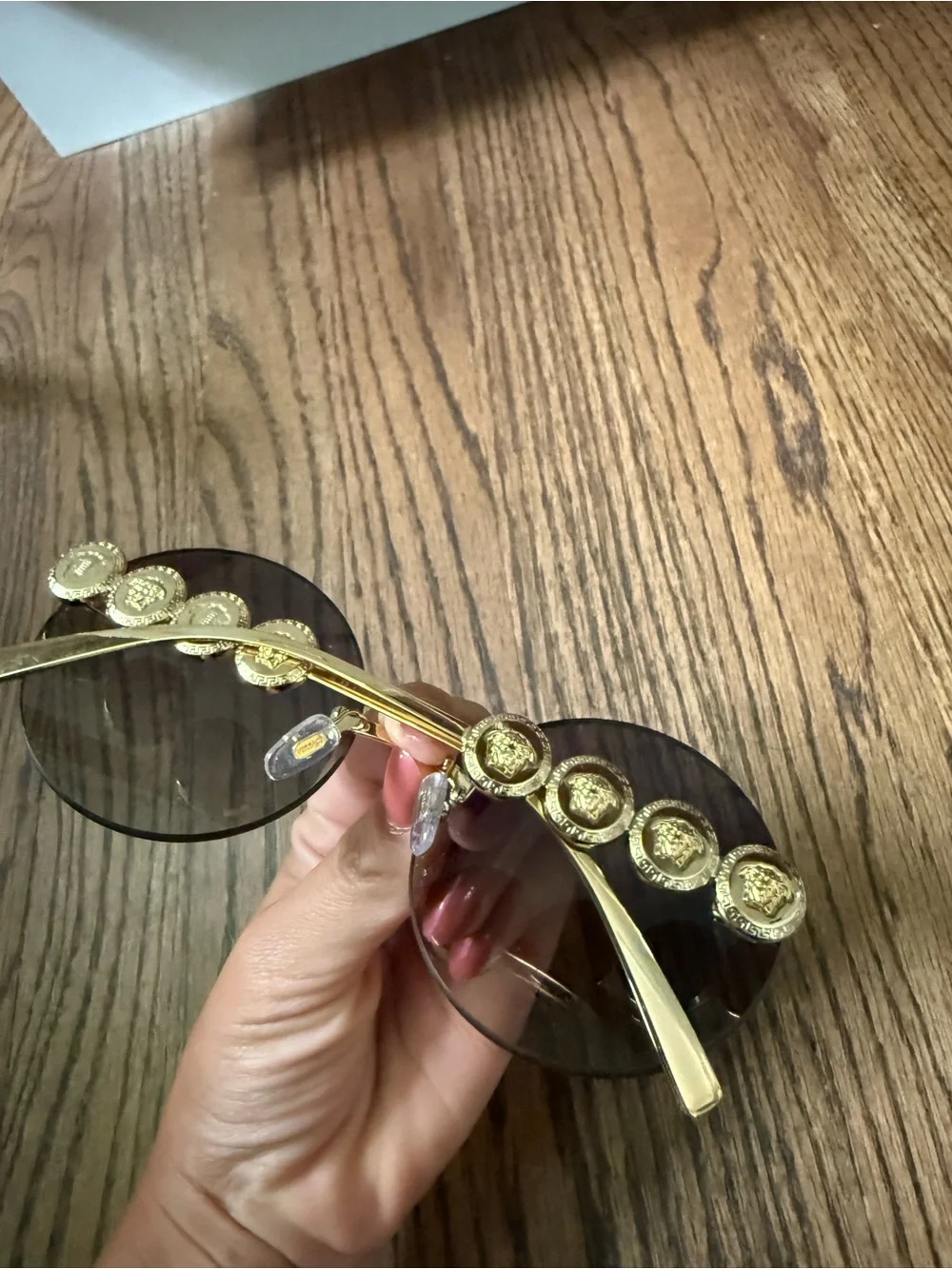 Versace Round Sunglasses with Gray Gradient Lenses and Gold Frame